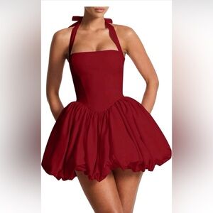 Elegant Red Halter Dress